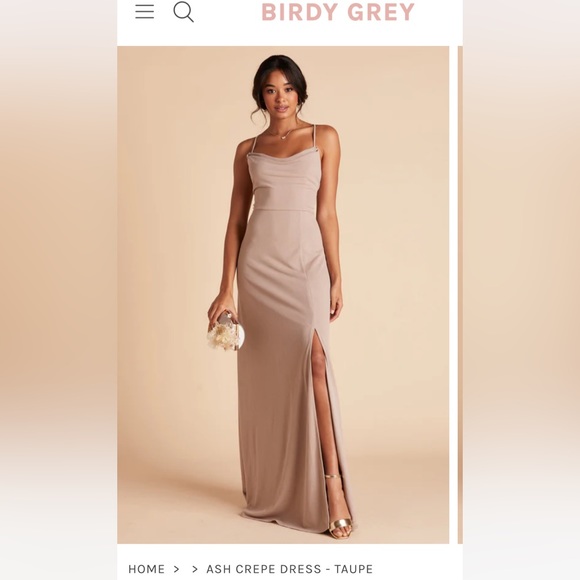 Bridesmaids Dress - Ash Crepe Dress in Taupe from Birdy Grey - Picture 1 of 3